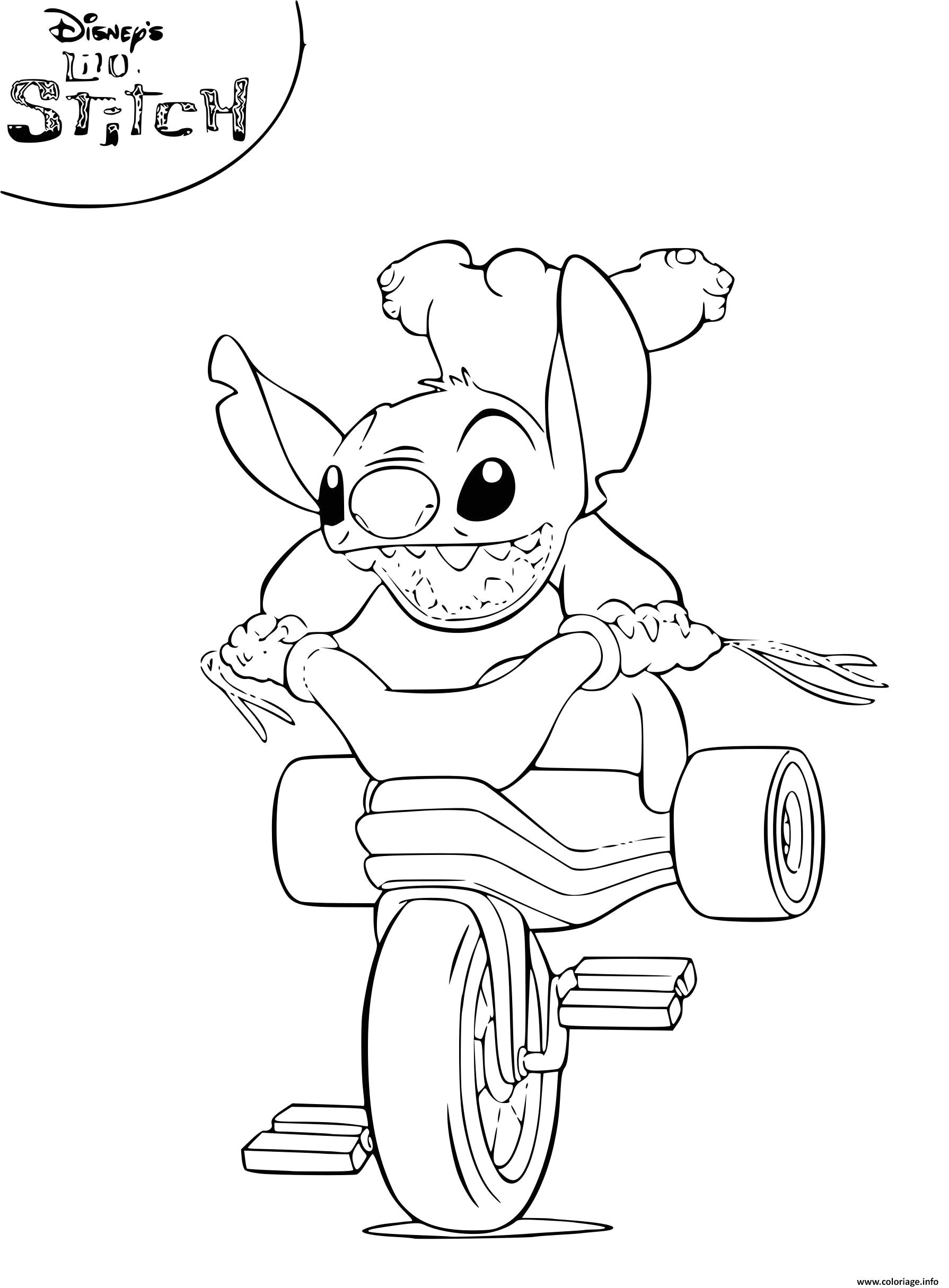 Un Coloriage A Imprimer Coloriage Stitch En Velo Dessin