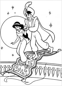 Coloriage D Aladin Et Jasmine Aladdin Et Jasmine Personnages Disney Coloriage Aladdin
