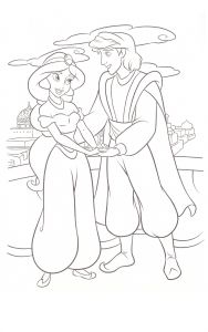 Coloriage D Aladin Et Jasmine Coloriage Jasmine Et Aladdin à Imprimer