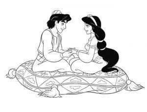 Coloriage D Aladin Et Jasmine Coloriage Jasmine Et Aladin Se Discutent Dessin Gratuit à