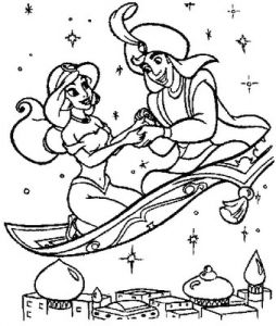 Coloriage D Aladin Et Jasmine Prince Aladdin and Jasmine Carpet Ride