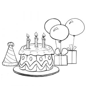 Jeux De Coloriage De Gateau D Anniversaire Le Gâteau D Anniversaire Et Les Ballons En Coloriage à