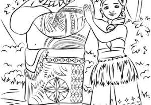 Cahier De Coloriage Vaiana Tui and Sina From Moana Coloring Page