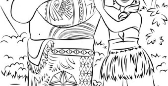 Cahier De Coloriage Vaiana Tui and Sina From Moana Coloring Page