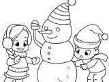 Coloriage A Imprimer De Bonhomme De Neige Coloriage Les Enfants Construisent Un Bonhomme De Neige