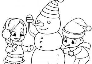 Coloriage A Imprimer De Bonhomme De Neige Coloriage Les Enfants Construisent Un Bonhomme De Neige