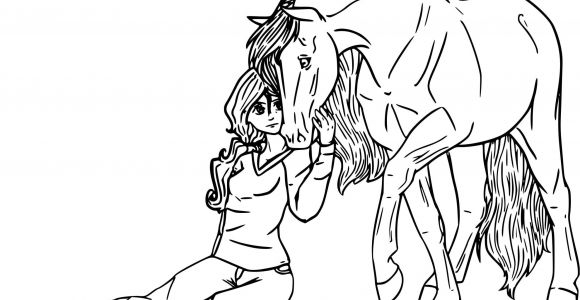 Coloriage A Imprimer De Cheval Gratuit Coloriage Une Fille Se Confie A son Cheval Dessin