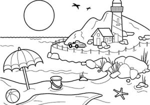 Coloriage A Imprimer Paysage Nature Landscapes Beach Landscapes with Lighthouse Coloring Pages