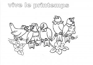 Coloriage à Imprimer Sur Le Printemps Coloriage Vive Le Printemps Oiseau