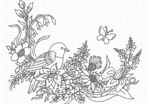 Coloriage Adulte Gratuit à Imprimer Bird Digi Stamp Adult Coloring Sheet Wildflower Vine Print