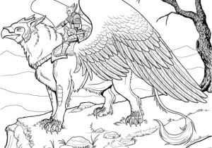 Coloriage Animaux Fantastiques à Imprimer Gratuit Coloriage Fantastique Héro Sur Aigle Imaginaire