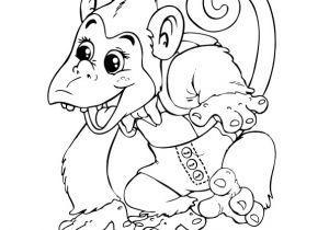 Coloriage Animaux Gorille Dessin   Colorier De Petit Singe Allant   L école
