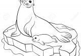Coloriage Banquise Maternelle Coloriage M¨re Sceller Avec son Petit Bébé Mignon Sur La Banquise