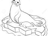 Coloriage Banquise Maternelle Coloriage M¨re Sceller Avec son Petit Bébé Mignon Sur La Banquise