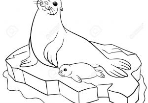 Coloriage Banquise Maternelle Coloriage M¨re Sceller Avec son Petit Bébé Mignon Sur La Banquise