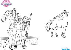 Coloriage Barbie Club Hippique Coloriages Barbie Et Ses soeurs Saluent Leur Cheval Fr