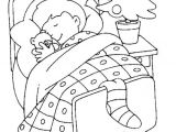 Coloriage Bébé Qui Dort Un Petit Garçon Qui Dort Dans son Lit En attendant Le Père