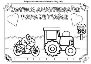 Coloriage Bonne Fete Papa Moto Coloriage Anniversaire Divers