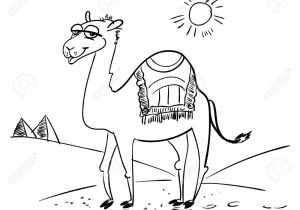 Coloriage Chameau Dans Le Desert Chameau Dans Le Désert Personnage De Dessin Animé Dr´le Vector