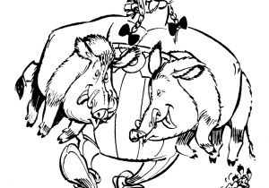 Coloriage Chasse Sanglier Obélix Rentre De La Chasse Avec 2 Sangliers