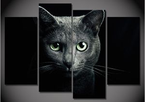 Coloriage Chat Dans Un Panier Acheter 4 Panneau toile Art Peinture Sur toile Chat Noir Yeux Bleus Hd Imprimé Mur Art Affiche Décor  La Maison Pour Salon Xa077c De $36 18 Du