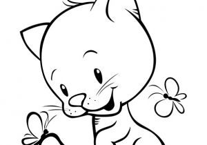 Coloriage Chats Et Chatons Sur Hugolescargot Com Coloriage D’un Petit Chaton Avec Des Papillons Posés Sur