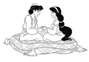 Coloriage D Aladin Et Jasmine Coloriage Jasmine Et Aladin Se Discutent Dessin Gratuit à