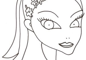 Coloriage D Un Visage Coloriage Du Visage De La Fille Aux Cheveux Longs attachés