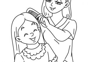 Coloriage D Une Maman Coloriages Maman Peigne Sa Fille Fr Hellokids