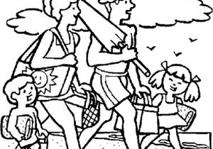 Coloriage D Une Plage Image à Colorier D’une Famille En Route Pour La Plage