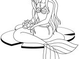 Coloriage D Une Sirène Coloriage Gratuit Une Sirène assise Sur Un Nénuphar