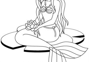 Coloriage D Une Sirène Coloriage Gratuit Une Sirène assise Sur Un Nénuphar
