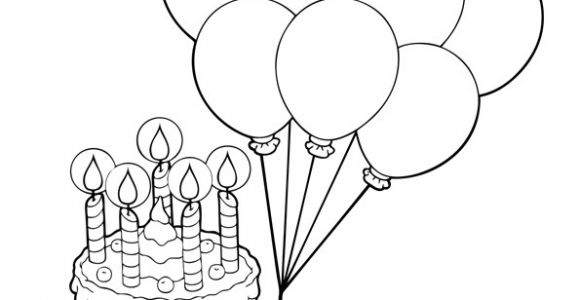 Coloriage De Ballon D Anniversaire Le Gâteau D’anniversaire Et Les Ballons à Colorier