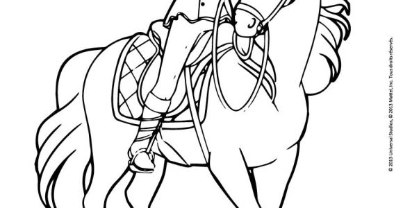 Coloriage De Barbie Cheval Coloriages Barbie Sur son Cheval Fr Hellokids