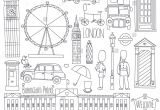 Coloriage De Big Ben Collection Of London Symbols Set Of Outlined Icons