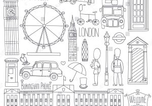 Coloriage De Big Ben Collection Of London Symbols Set Of Outlined Icons