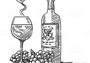 Coloriage De Bouteille De Vin Red Wine Glass Bottle Grapes Love Drawing Stock