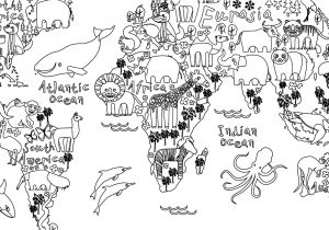 Coloriage De Carte Du Monde Coloriage Gratuit Carte Monde Animaux Artherapie