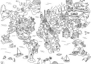 Coloriage De Carte Du Monde Coloriage Xxl Carte Du Monde En Dessin Anime Dessin