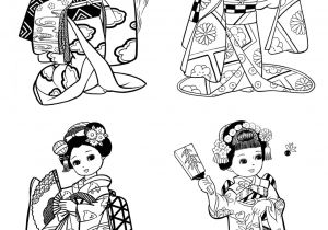 Coloriage De Chine A Imprimer Petites Japonaises Style Enfantin Japon Coloriages