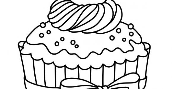 Coloriage De Cupcake Kawaii Un Cupcake Plein De Cr¨me Avec Une Grosse Cerise Posée Dessus  