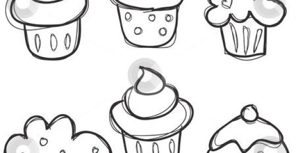Coloriage De Cupcake Mignon Cupcakes Handdrawn Pinterest