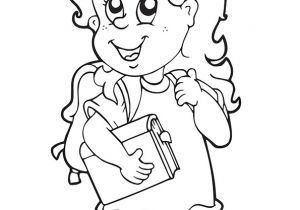 Coloriage De Fille A La Mode Illustration Du Retour   L école D Une Jeune Fille   Colorier