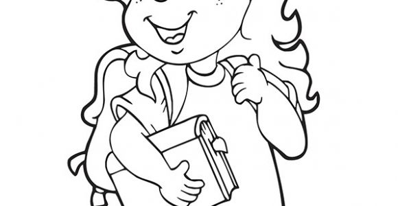 Coloriage De Fille A La Mode Illustration Du Retour   L école D Une Jeune Fille   Colorier