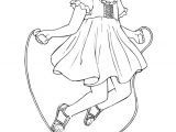 Coloriage De La Schtroumpfette Dessin D’une Petite Fille Entrain De Sauter à La Corde à