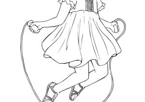 Coloriage De La Schtroumpfette Dessin D’une Petite Fille Entrain De Sauter à La Corde à