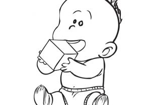 Coloriage De La Terre A Imprimer Dessin D Un Bébé assis Par Terre Voulant Manger Un Cube En Bois  