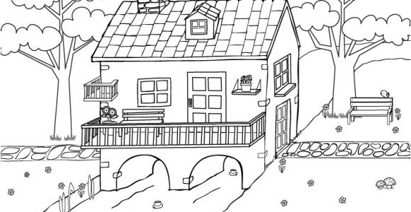 Coloriage De Maison Avec Jardin Coloriage Maison Jardin à Imprimer