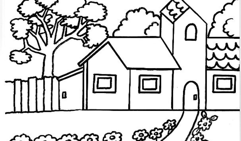 Coloriage De Maison Avec Jardin Coloriage Paysages | danieguto