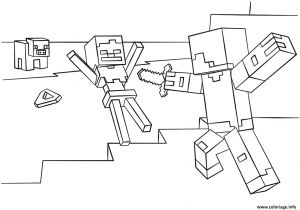 Coloriage De Minecraft En Ligne Coloriage Minecraft Steve Vs Skeleton Dessin